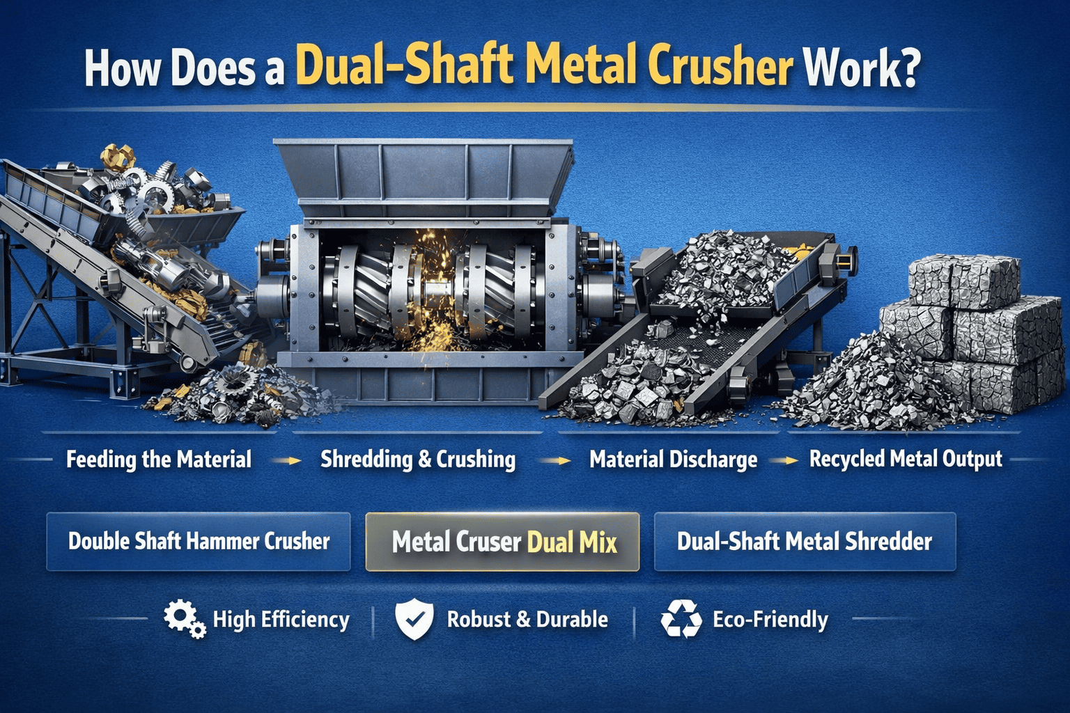 Dual-shaft metal crusher