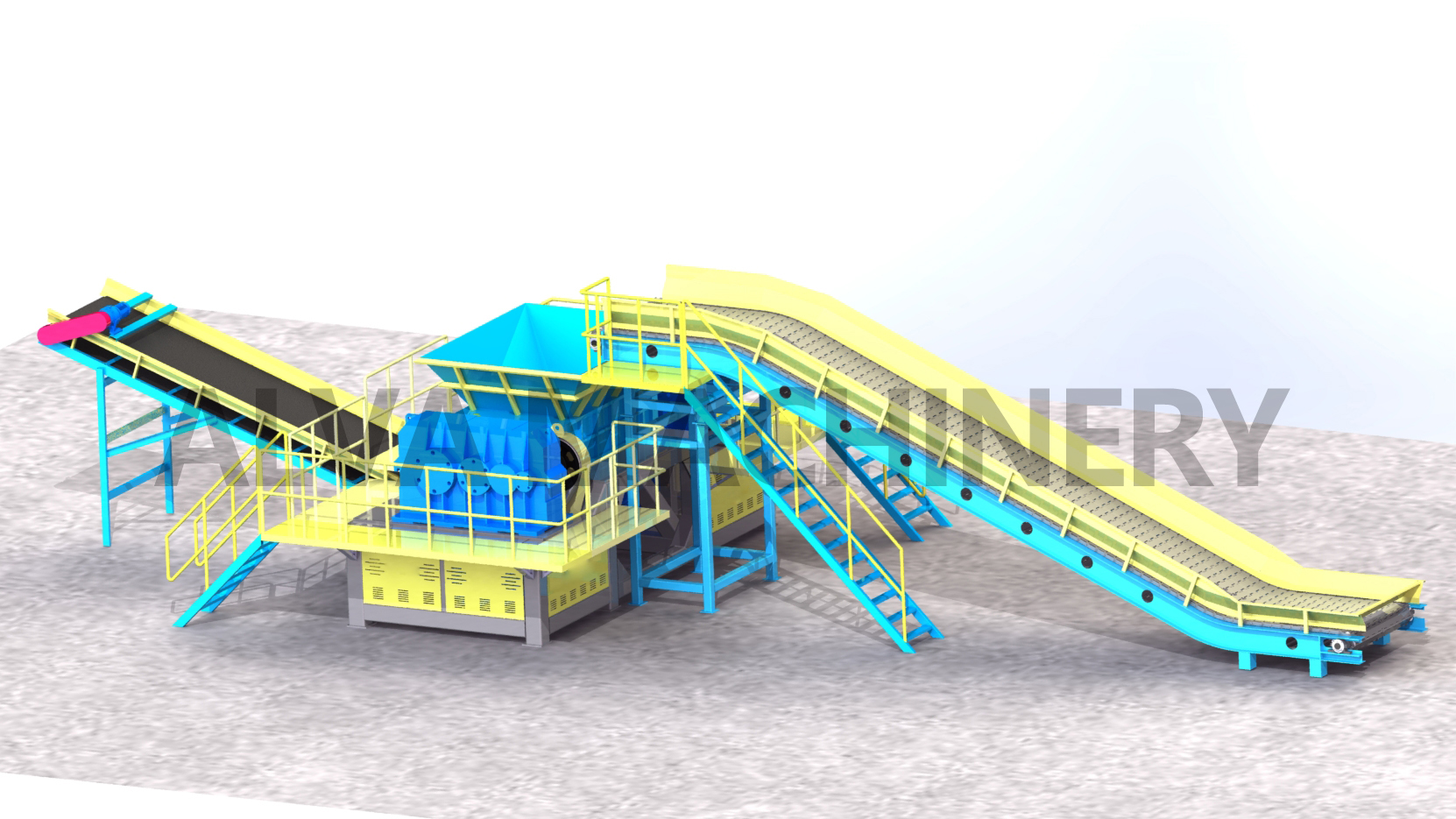 Automatic twin shaft shredder line